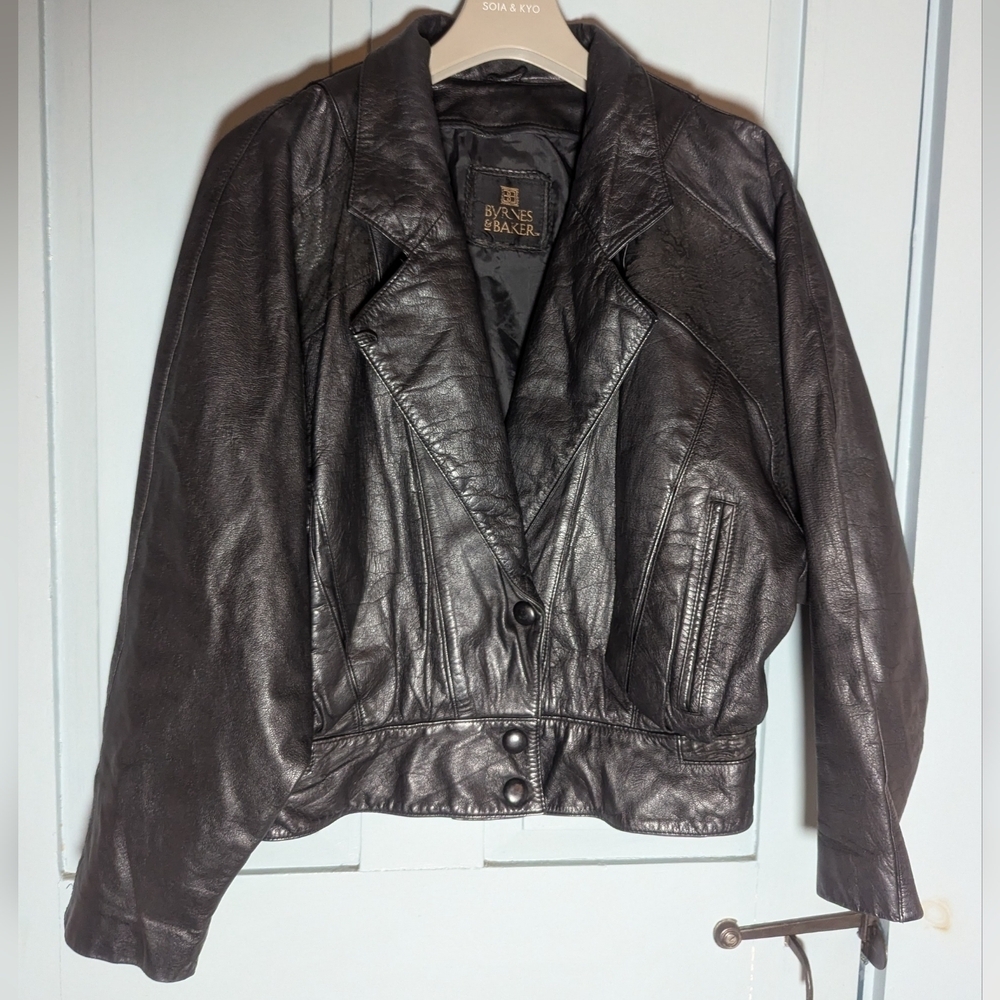 Byrnes & Baker Leather Jacket Y2K bomber motorcycle vintage baddie small cool